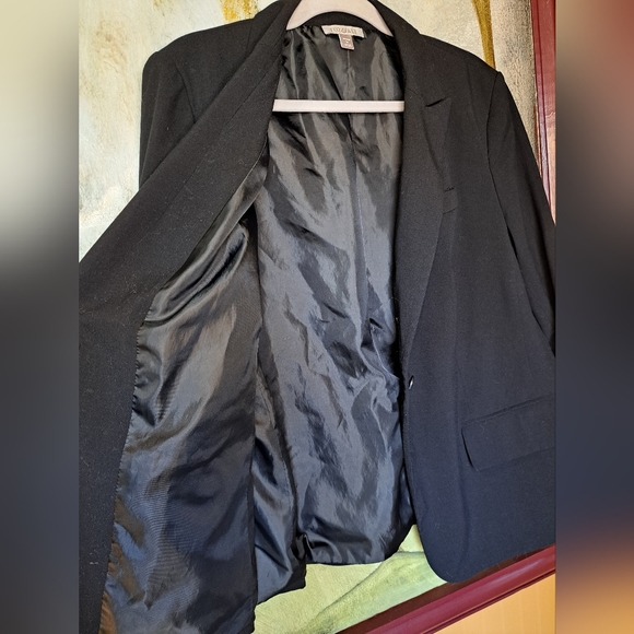 Roz & Ali Black One Button Career Office  Jacket Shoulder Pads – Womens Size 14 - Picture 5 of 8